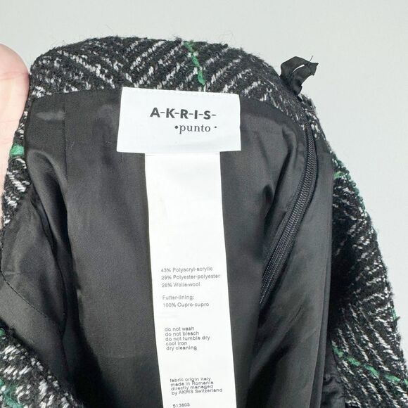 AKRIS PUNTO | NEW Windowpane Check Herringbone Pencil Skirt Women’s Size 10 - Picture 12 of 15